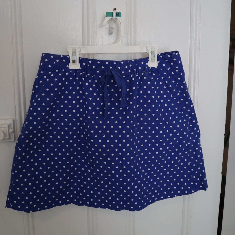 J Crew Factory Blue/White Polka Dot A-line skirt 6